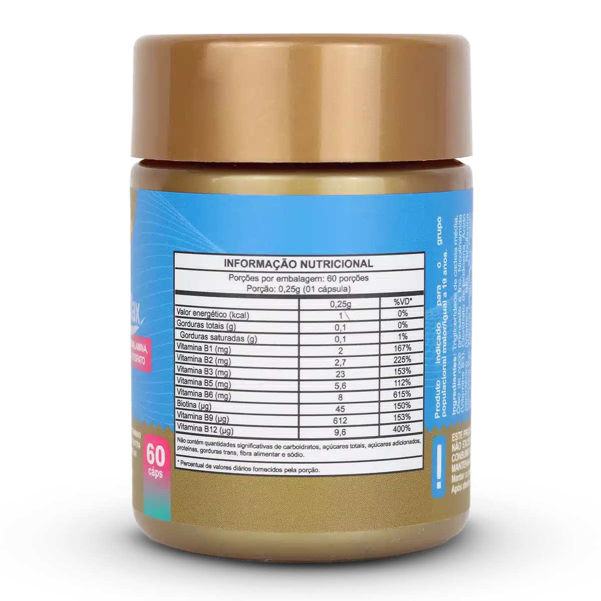 Biotina Max (Vitaminas Ativas - B1 B2 B3 B5 B6 B9 B12, Óleo de coco com TCM) Cápsulas Softgel