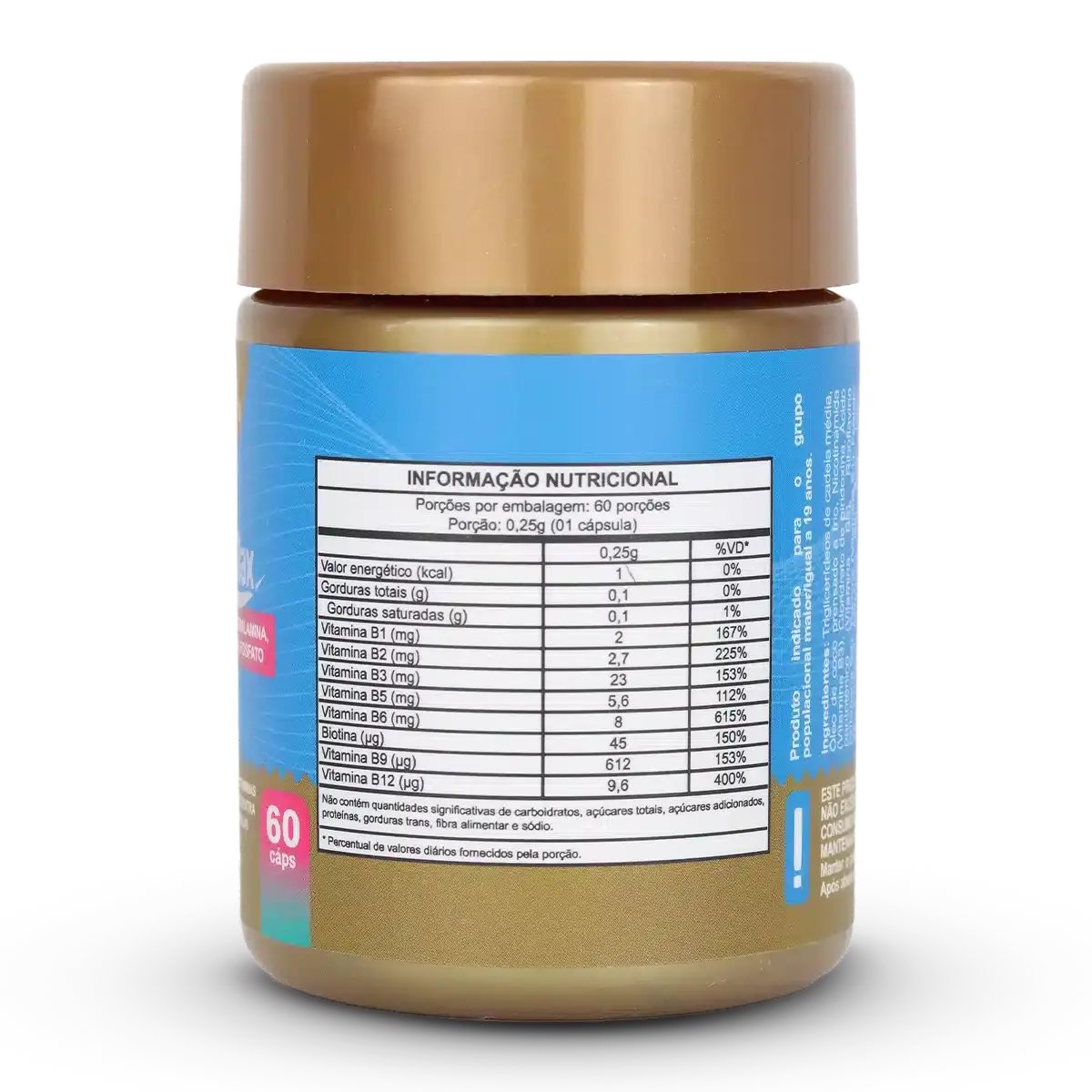 Biotina Max (Vitaminas Ativas - B1 B2 B3 B5 B6 B9 B12, Óleo de coco com TCM) Cápsulas Softgel NatusVita