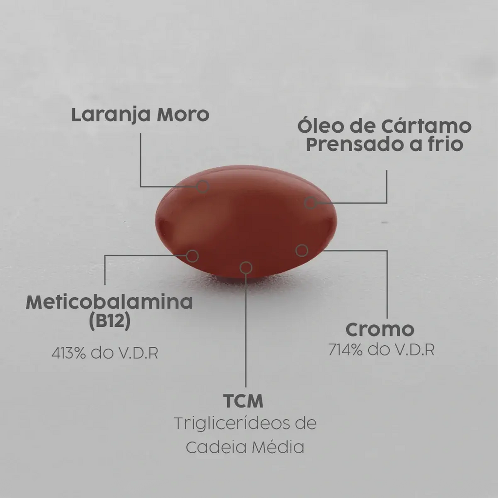 MoroCart (Laranja Moro, Óleo de Cártamo Prensado a Frio, TCM, Picolinato de cromo e B12) em cápsulas NatusVita
