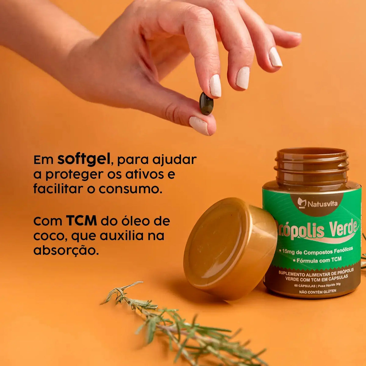 Própolis Verde com TCM (15mg de Compostos Fenólicos - artepelin C) em Cápsulas NatusVita