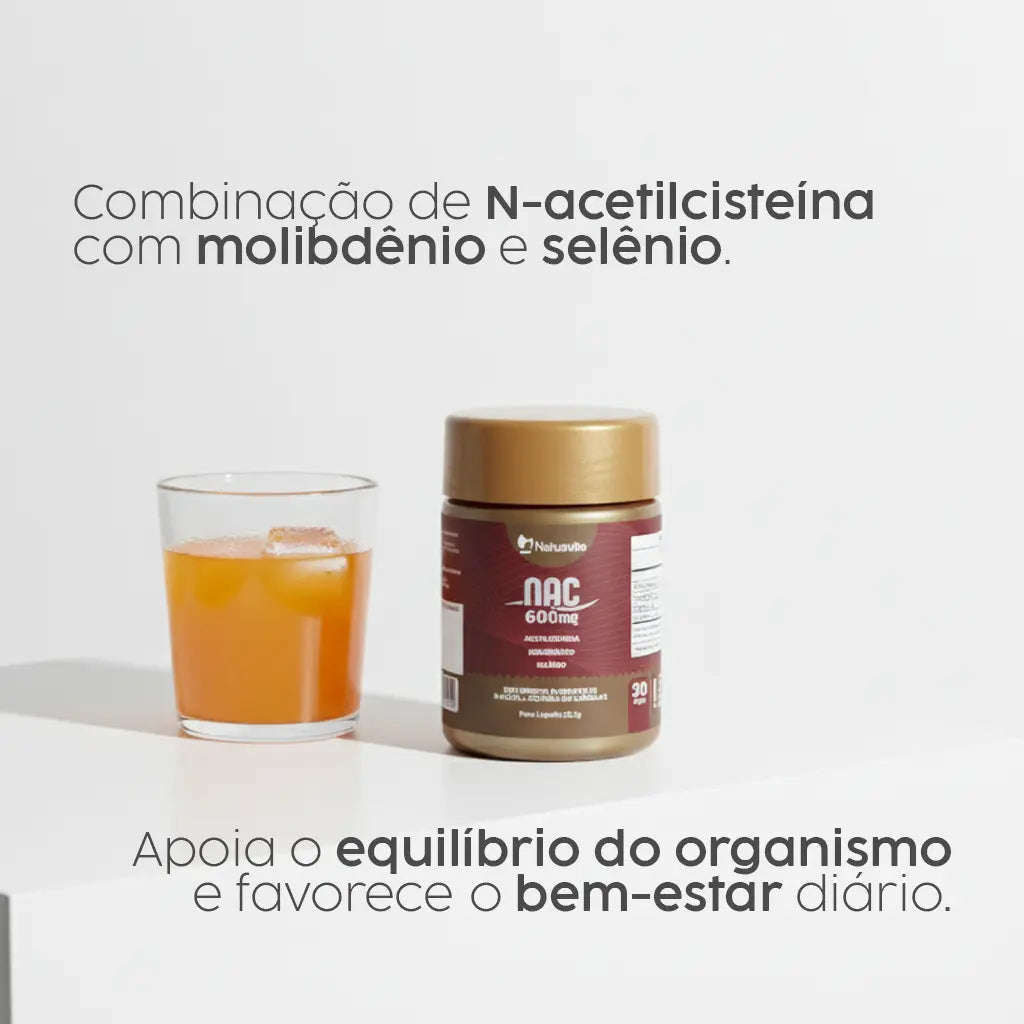 NAC (N-Acetil Cisteína 600mg) com Molibdênio e Selênio em Cápsulas