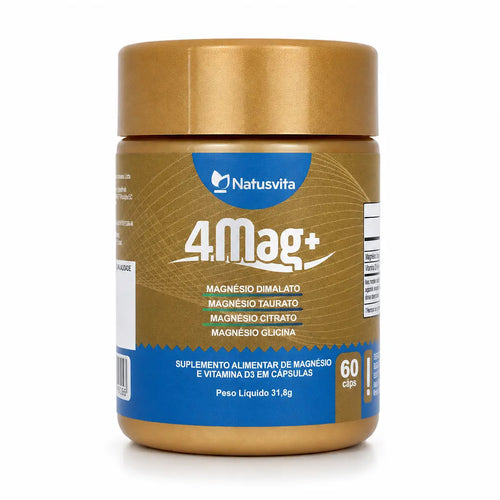 4MAG (Magnésio Glicina, Dimalato, Citrato e L-Taurato) 60 cápsulas NatusVita