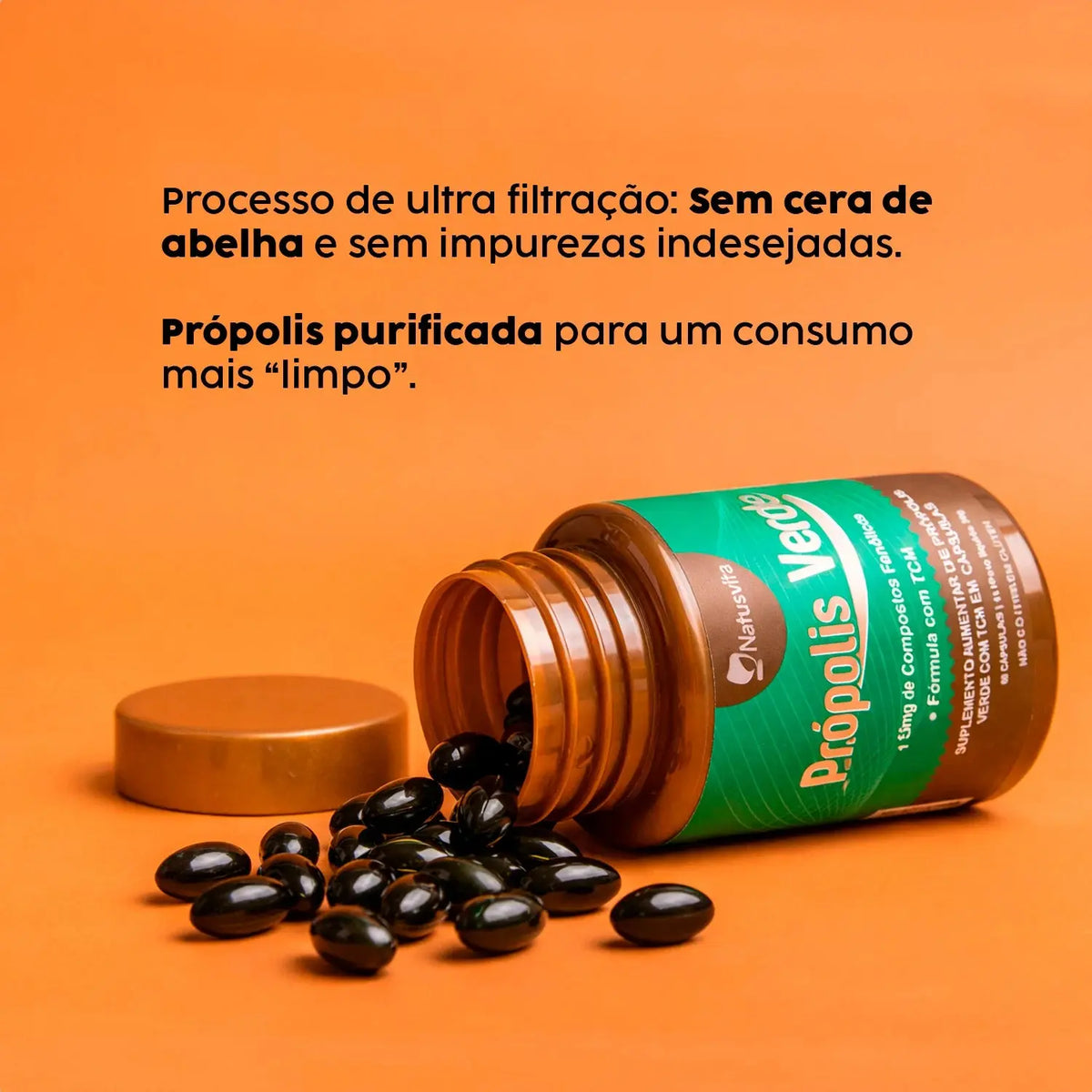 Própolis Verde com TCM (15mg de Compostos Fenólicos - artepelin C) em Cápsulas NatusVita
