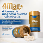 Magnésio Quelato 4 em 1 | 4MAG+ | Bisglicinato, Dimalato, Citrato e Taurato + D3 NatusVita