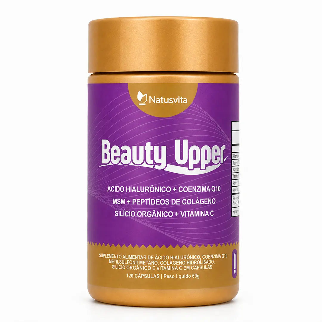 Beauty Upper. 120 cápsulas. (Ácido Hialurônico, Coenzima Q10, Enxofre Orgânico e Silicio Orgânico) NatusVita