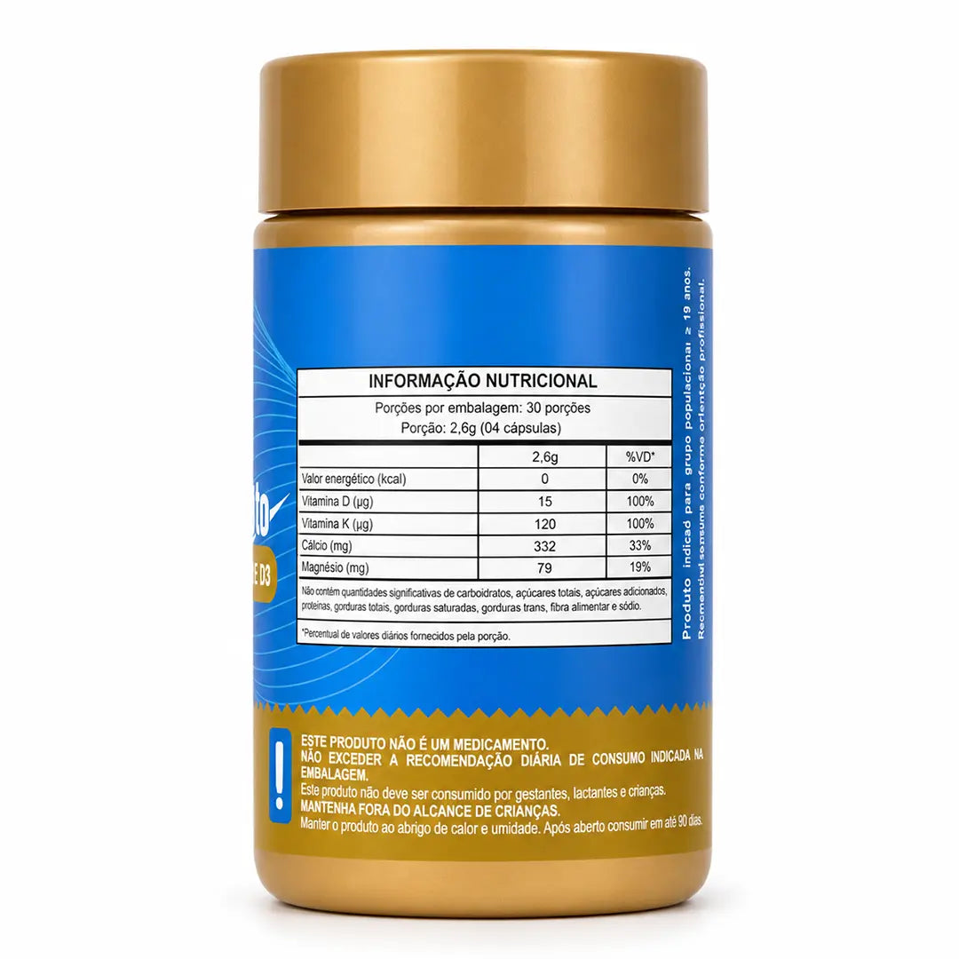 Bio Cálcio. 120 cápsulas. Com Magnésio Quelato, Vitamina K2 e Vitamina D3 NatusVita