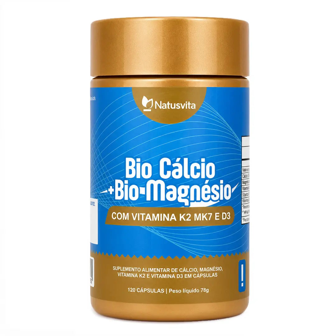 Bio Cálcio. 120 cápsulas. Com Magnésio Quelato, Vitamina K2 e Vitamina D3 NatusVita