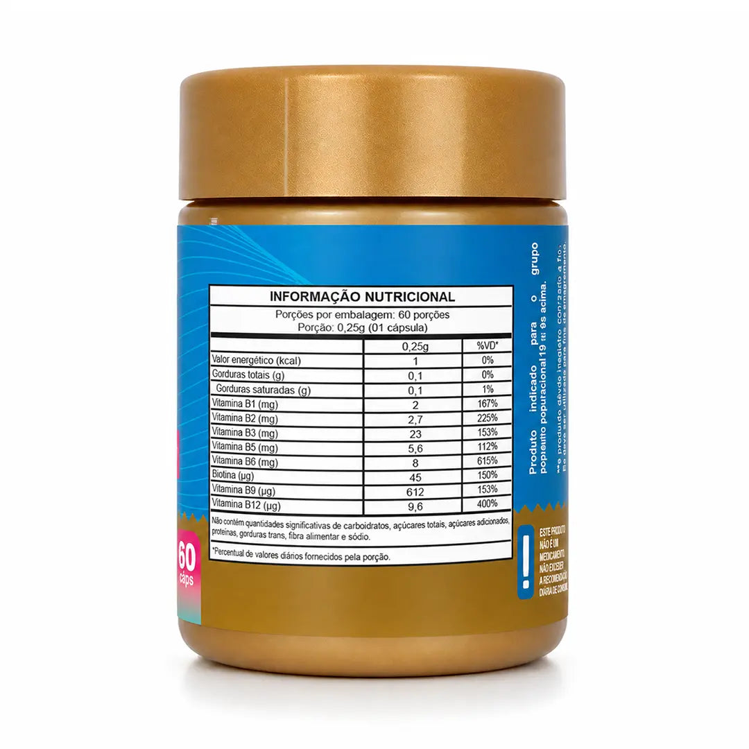 Biotina Max (Vitaminas Ativas - B1 B2 B3 B5 B6 B9 B12, Óleo de coco com TCM) Cápsulas Softgel NatusVita