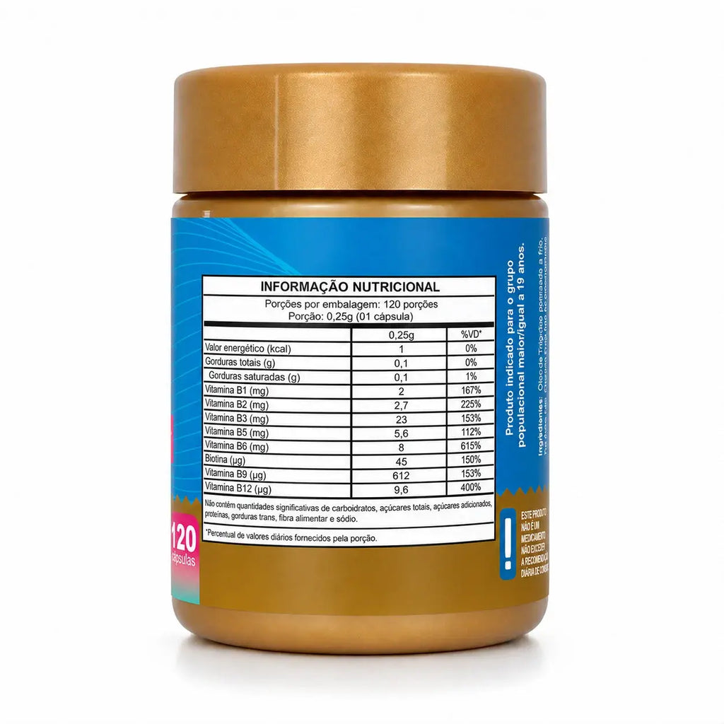 Biotina Max (Vitaminas Ativas - B1 B2 B3 B5 B6 B9 B12, Óleo de coco com TCM) Cápsulas Softgel NatusVita