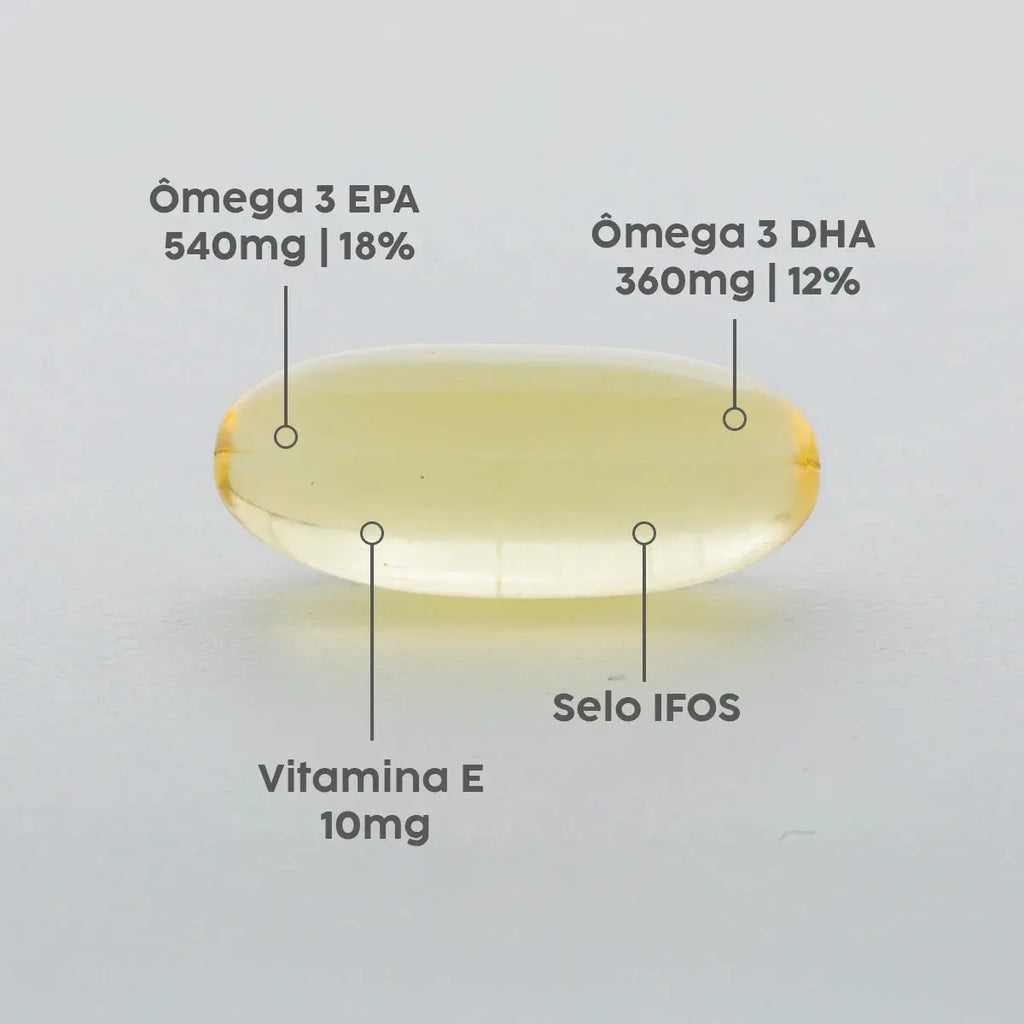 Ômega 3 TG Selo IFOS 540mg EPA e 360mg DHA com Vitamina E. Isento de Metais Pesados NatusVita