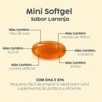 Ômega 3 Kids com DHA e EPA. Mini softgel. Livre de óleo de soja. 60 Cápsulas Mastigáveis NatusVita