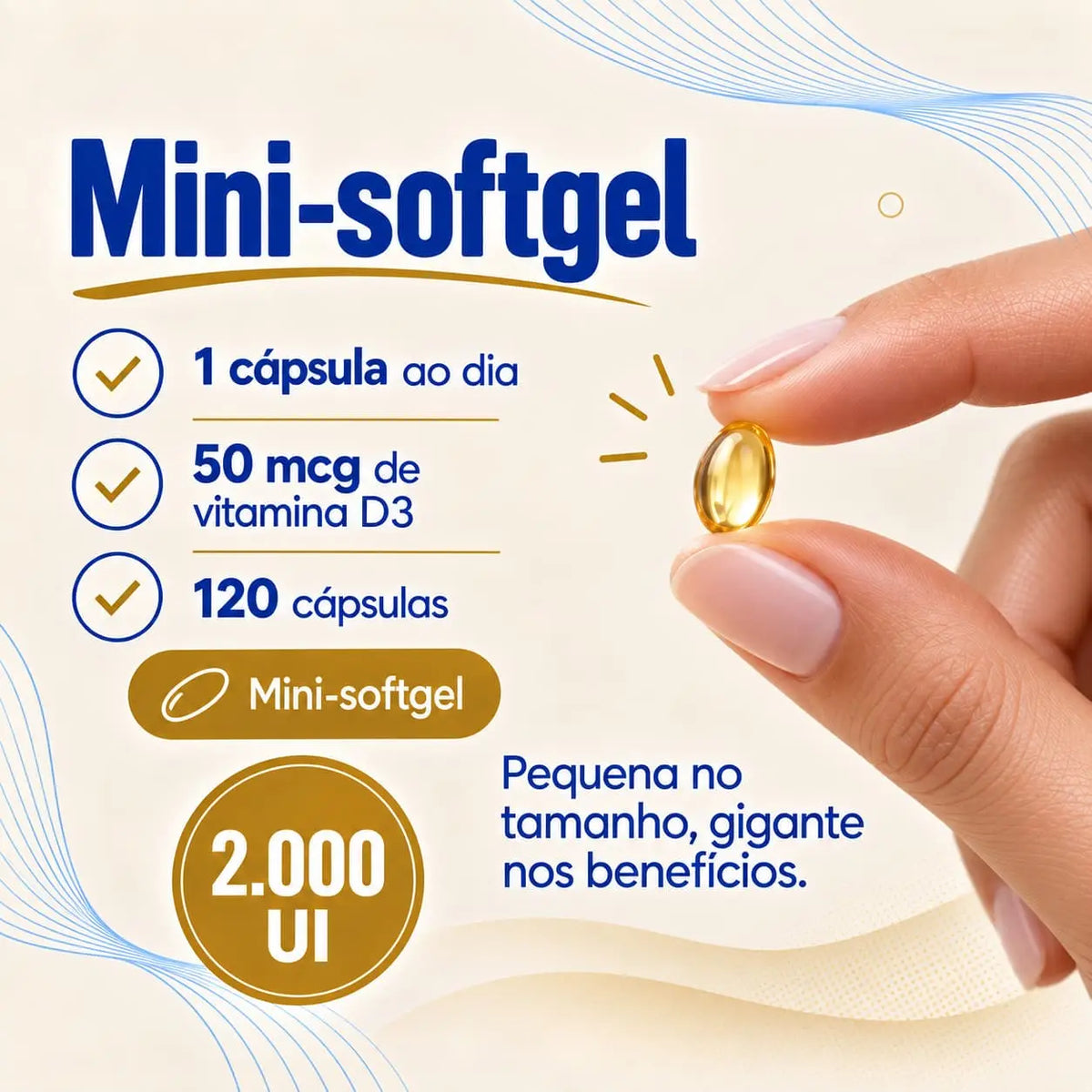 Vitamina D3 2.000 UI + em óleo de TCM . 120 mini-cápsulas NatusVita