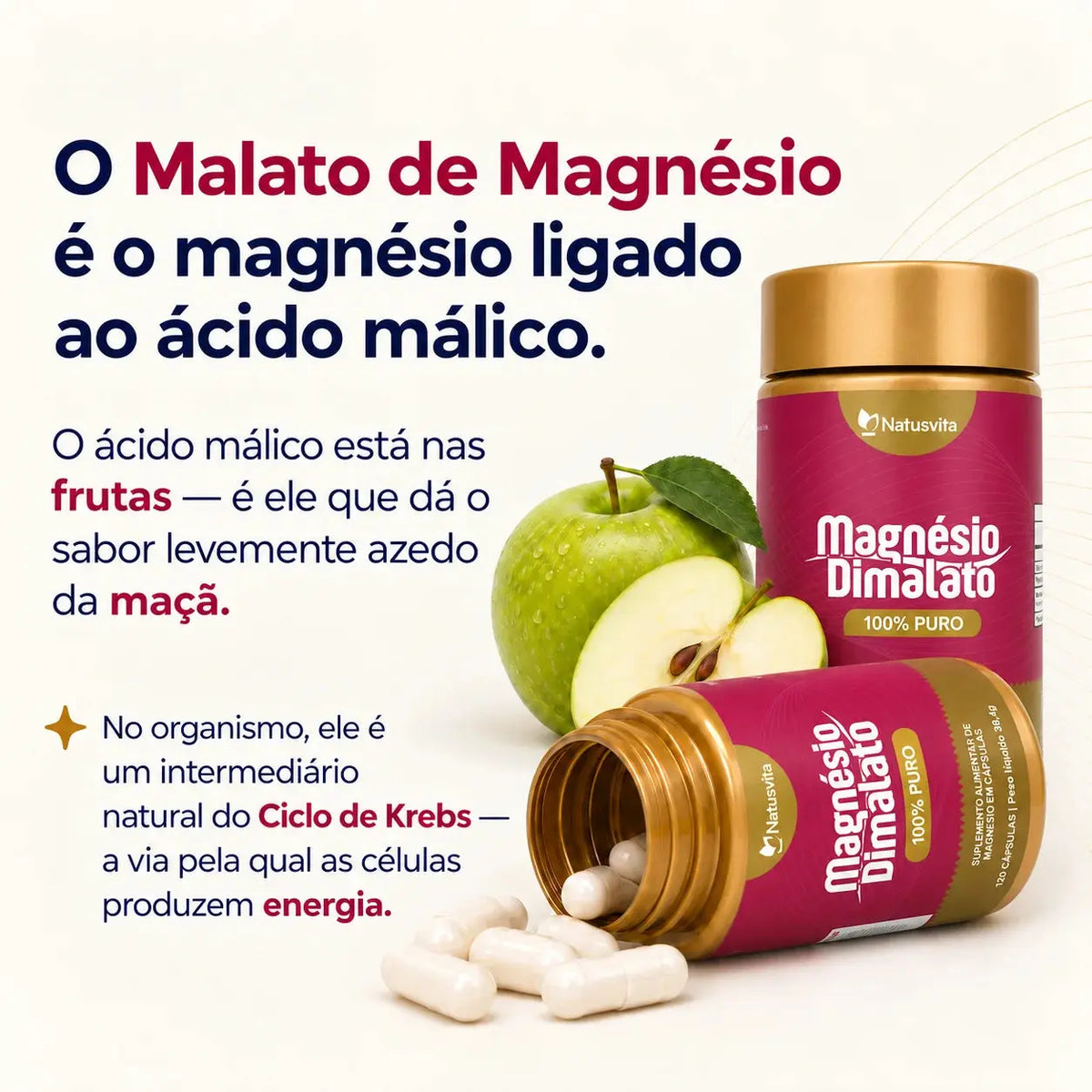 Magnésio Dimalato Puro. 120 Cápsulas NatusVita