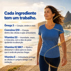 Ômega 5 em 1. Ômega 3 + Coenzima Q10 + Vitamina D3 + K2 Mk7 + Vitamina E. 90 cápsulas. Selo IFOS NatusVita Suplementos