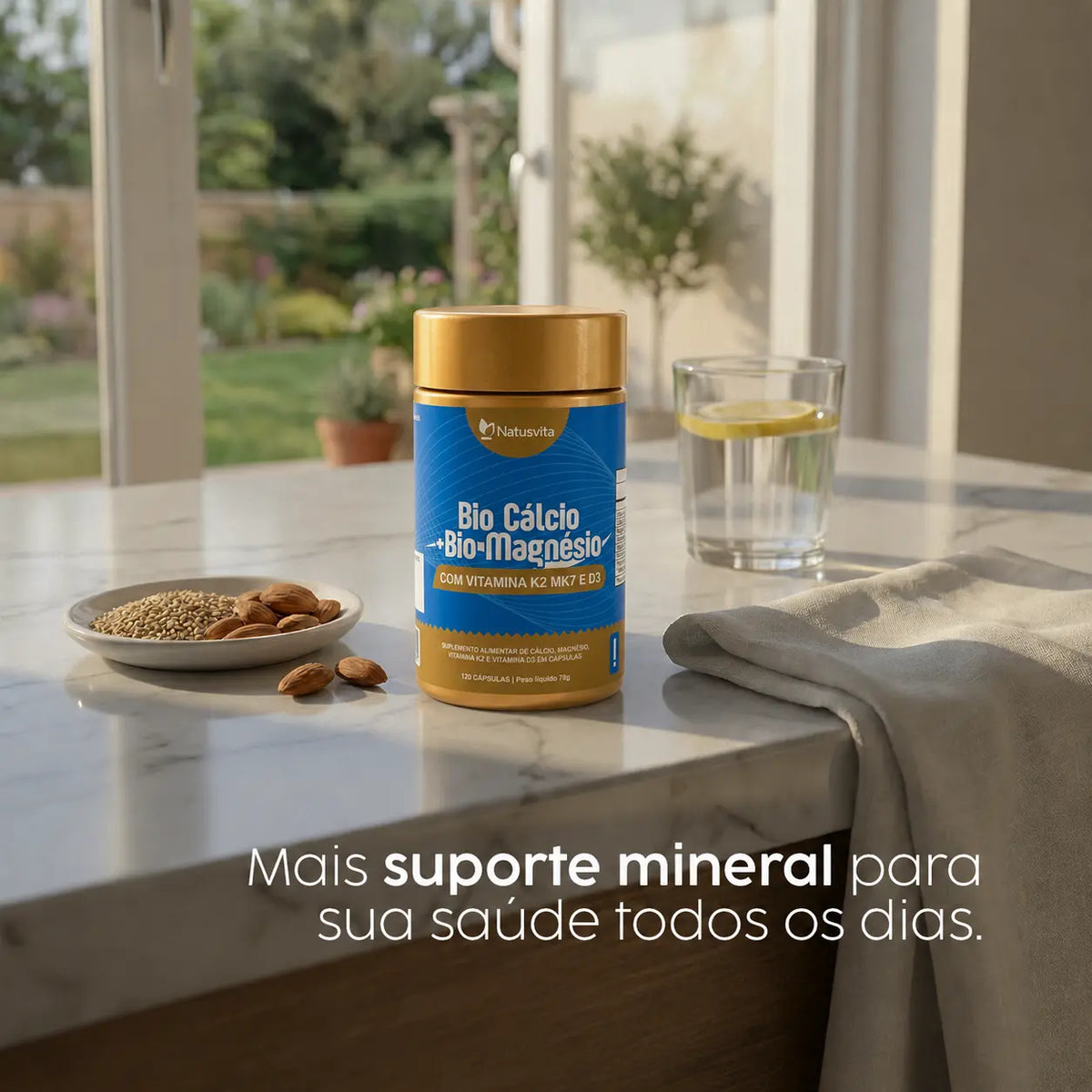 Bio Cálcio. 120 cápsulas. Com Magnésio Quelato, Vitamina K2 e Vitamina D3 NatusVita