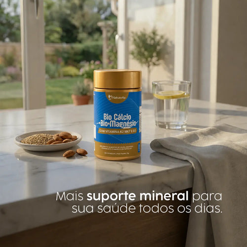 Bio Cálcio. 120 cápsulas. Com Magnésio Quelato, Vitamina K2 e Vitamina D3 NatusVita