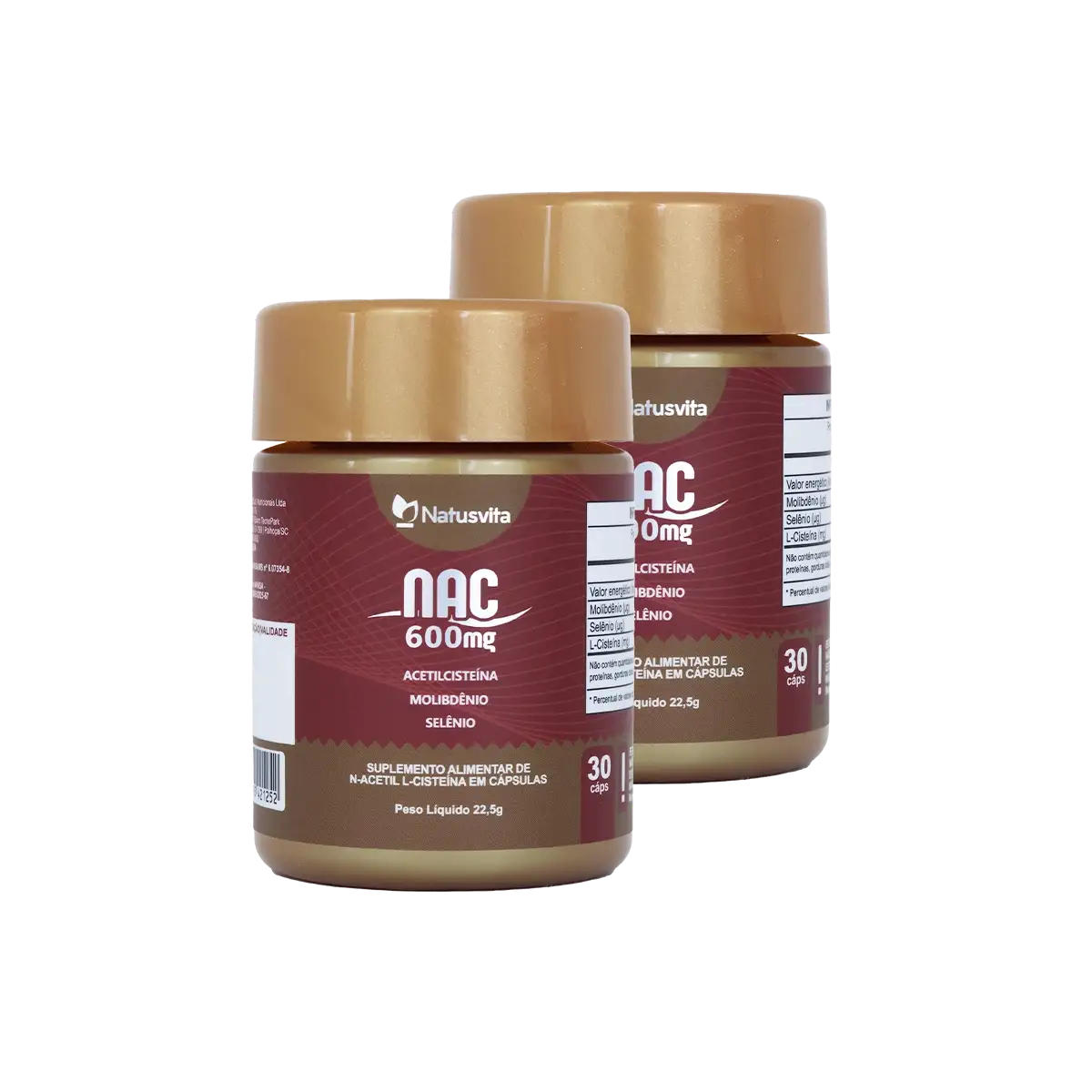 NAC (N-Acetil Cisteína 600mg) com Molibdênio e Selênio em Cápsulas