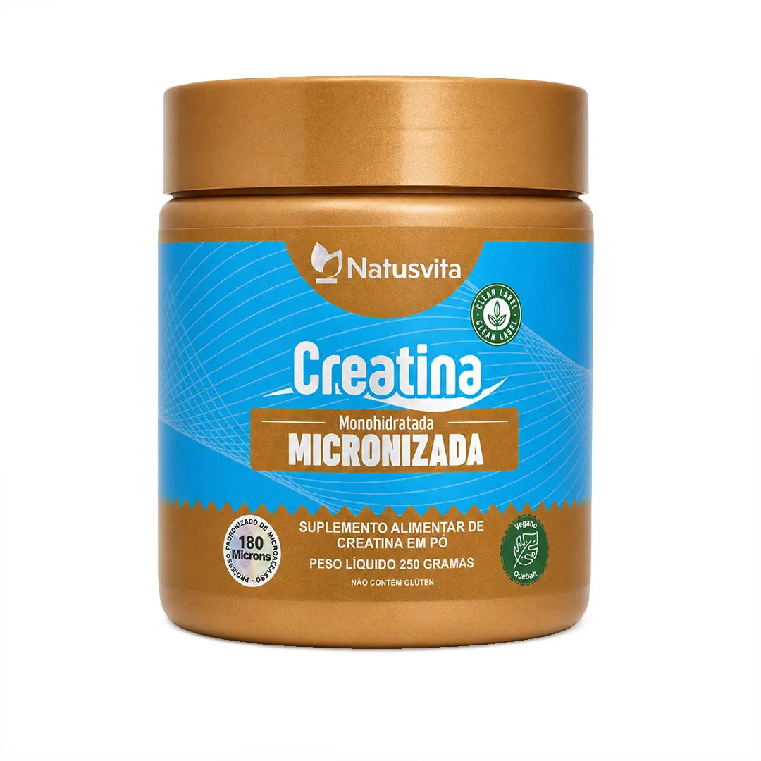 Creatina 100% Pura (Pote). Monohidratada e Micronizada 180 mícrons. Livre de Metais Pesados NatusVita
