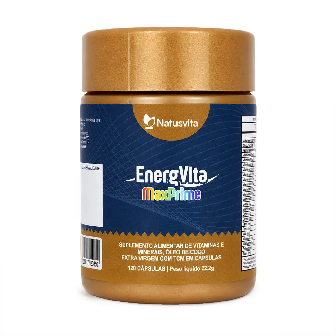 EnergVita MaxPrime 120 cápsulas (Multivitaminico com Vitaminas Ativas e Minerais Quelatos com TCM em Cápsulas Softgel) NatusVita
