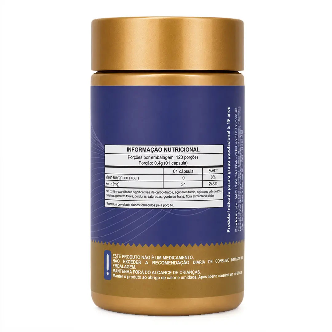 Ferro Bisglicinato Quelato 34mg (243% V.D.) 120 cápsulas NatusVita