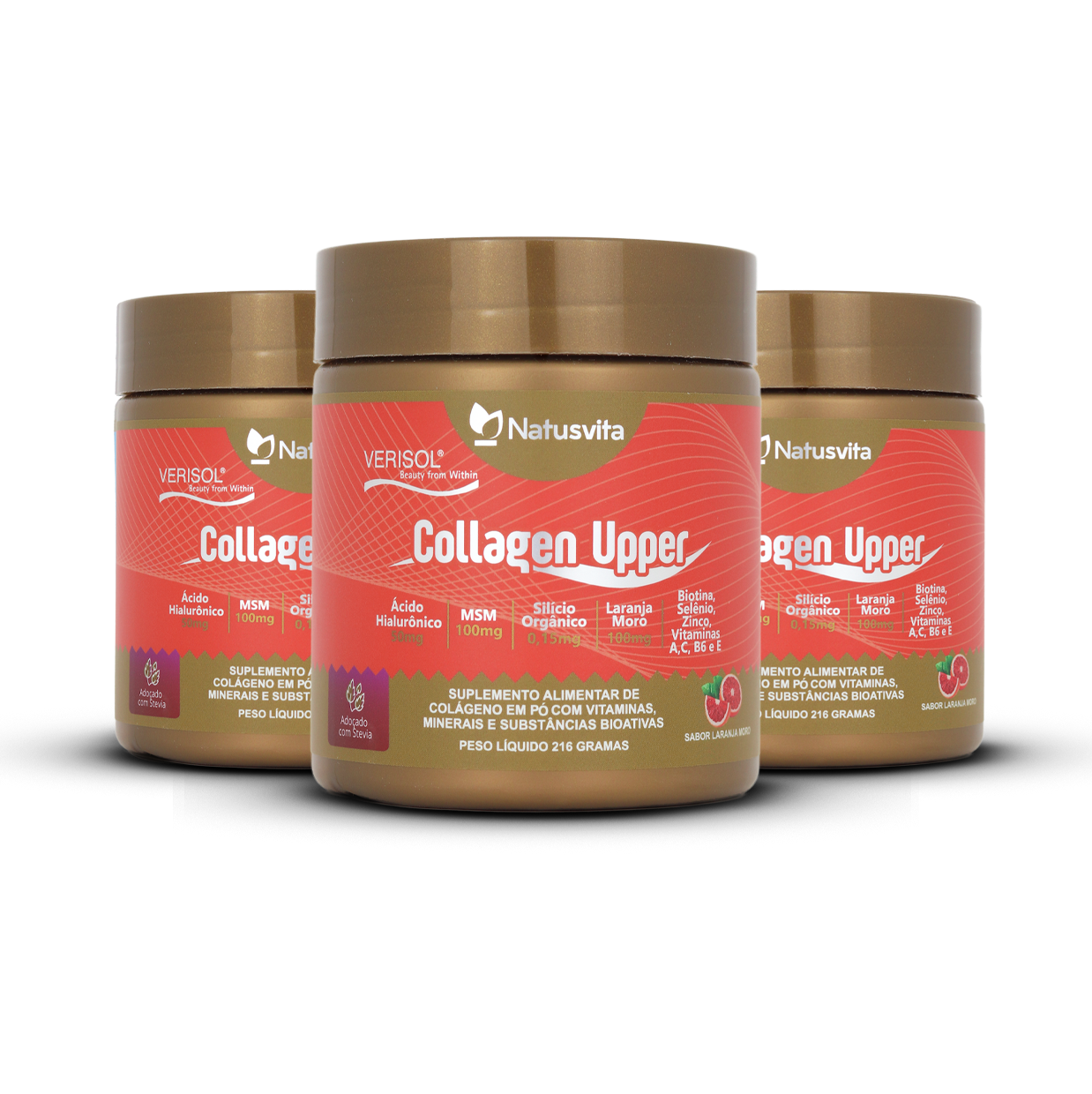 Collagen Upper (Colágeno Verisol, Ácido Hialurônico, Silício, Biotina e MSM) Sabor Laranja Moro
