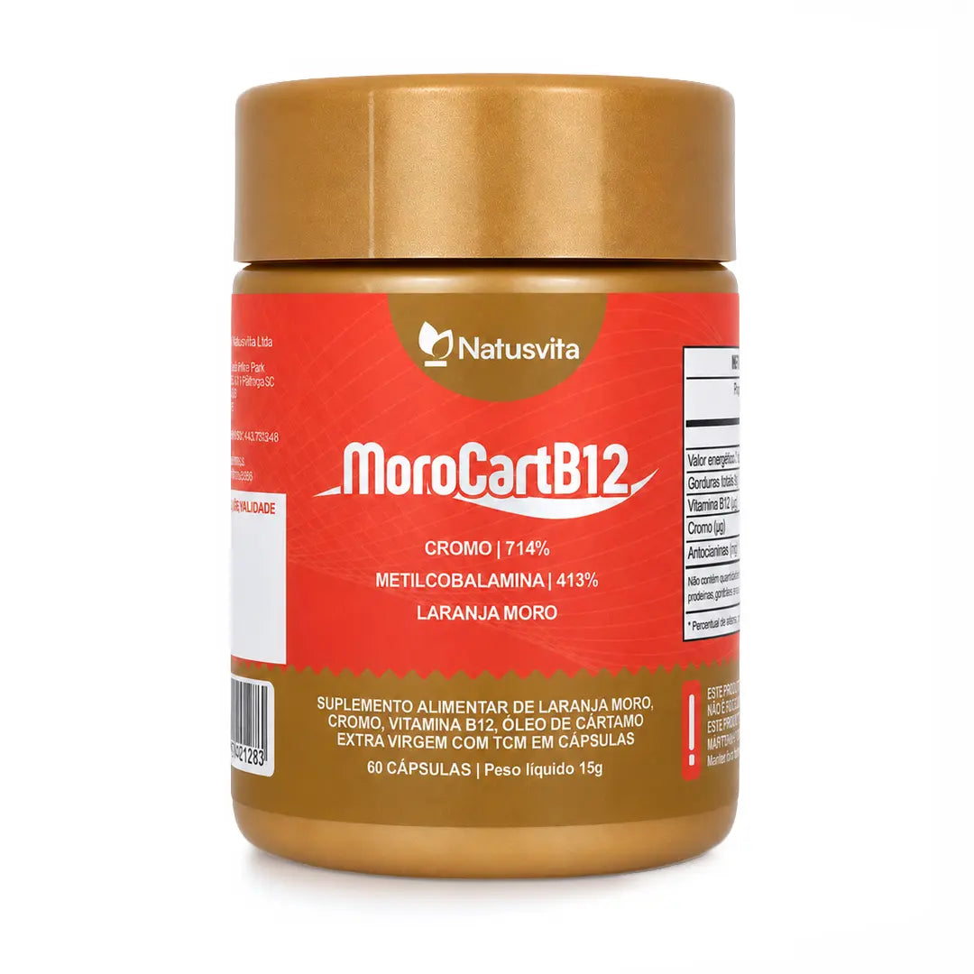 MoroCart (Laranja Moro, Óleo de Cártamo Prensado a Frio, TCM, Picolinato de cromo e B12) em cápsulas NatusVita