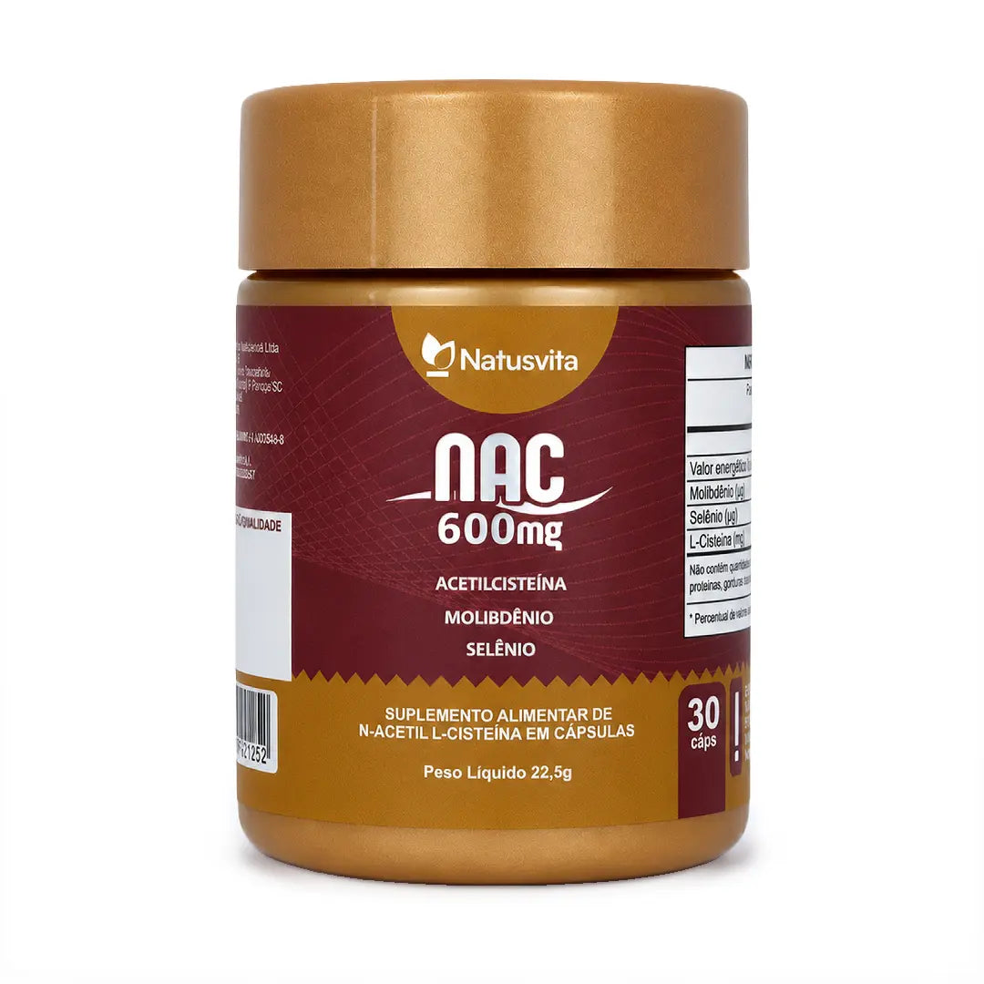 NAC (N-Acetil Cisteína 600mg) com Molibdênio e Selênio em Cápsulas NatusVita