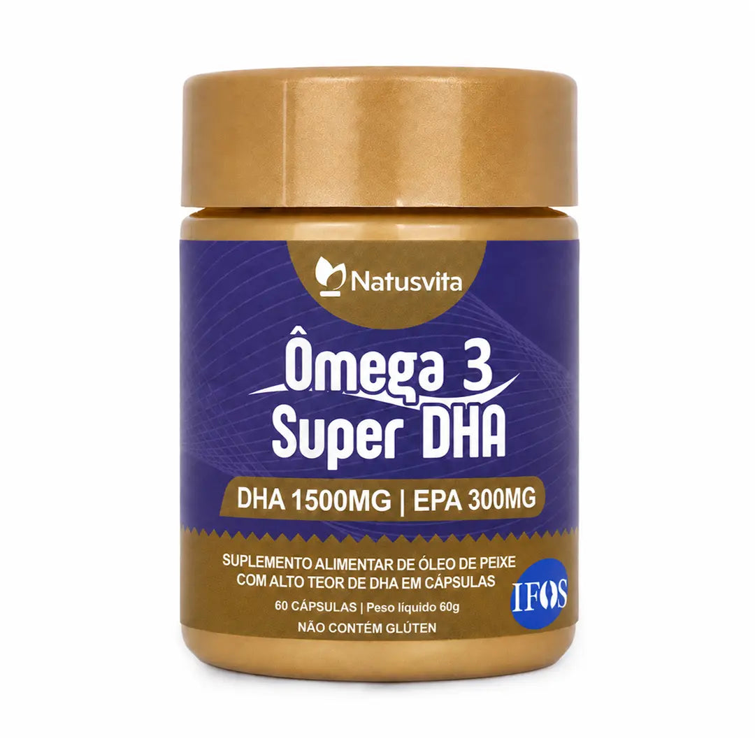 Ômega 3 Super DHA (1500mg de DHA). Importado e Concentrado com Selo IFOS de Procedência. Isento de Metais Pesados NatusVita