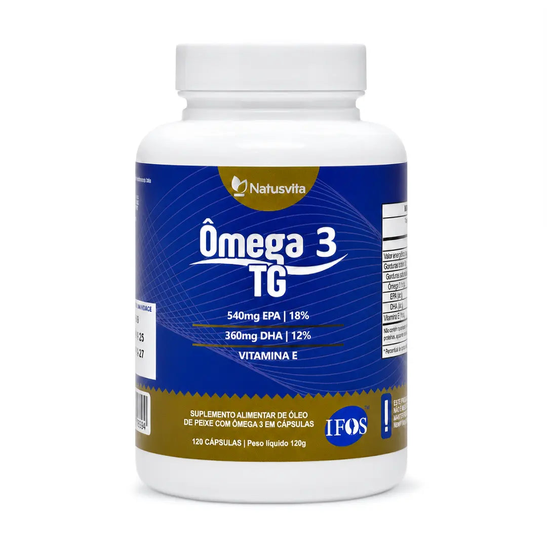 Ômega 3 TG Selo IFOS 540mg EPA e 360mg DHA com Vitamina E. Isento de Metais Pesados NatusVita