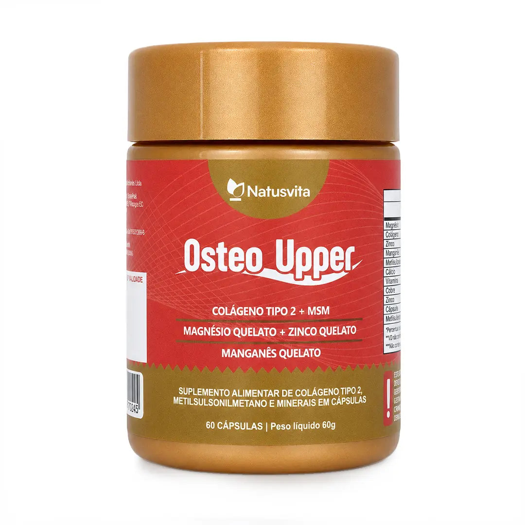 Osteo Upper (Colágeno Tipo II, Metilsulfonilmetano, Magnésio, Zinco e Manganês quelatos, TCM e Óleo de Coco Prensado a frio) NatusVita