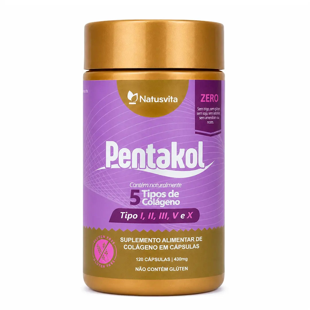 Pentakol (Colágeno tipo 1, 2, 3, 5 e 10). 5 tipos de colágeno em uma cápsula NatusVita