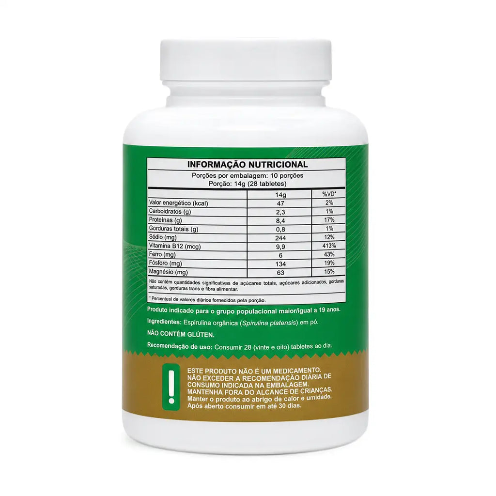 Spirulina Orgânica 300 Tabletes Selo Sisorg Certificada IBD NatusVita