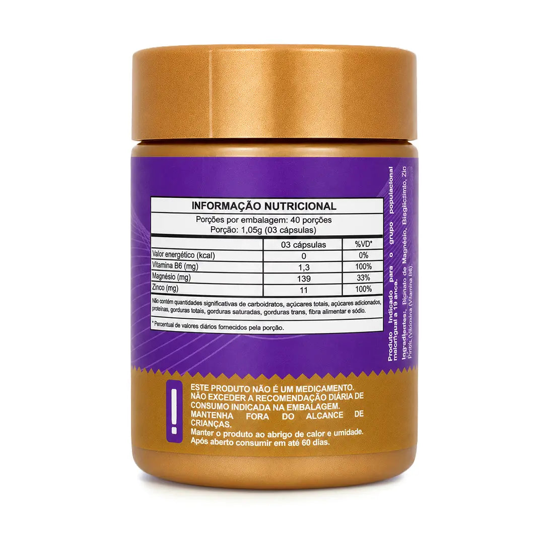 ZMA Quelato 120 cápsulas (Zinco BIsglicinato, Magnésio Malato e Vitamina B6 ativa) NatusVita