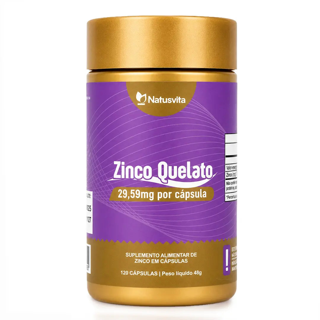 Zinco Bisglicinato Quelato. 120 Cápsulas. 29,59mg por cápsula. 269% V.D.R. NatusVita