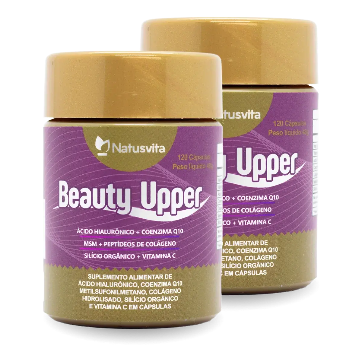 Beauty Upper. 120 cápsulas. (Ácido Hialurônico, Coenzima Q10, Enxofre Orgânico e Silicio Orgânico) NatusVita