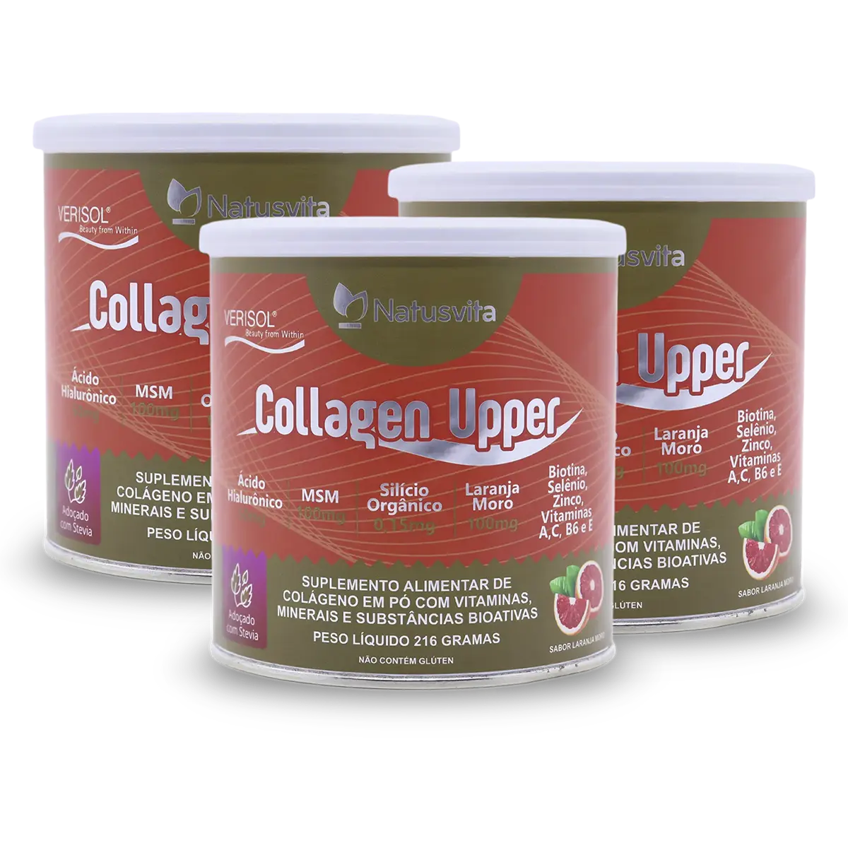 Collagen Upper (Colágeno Verisol, Ácido Hialurônico, Silício, Biotina e MSM) Sabor Laranja Moro