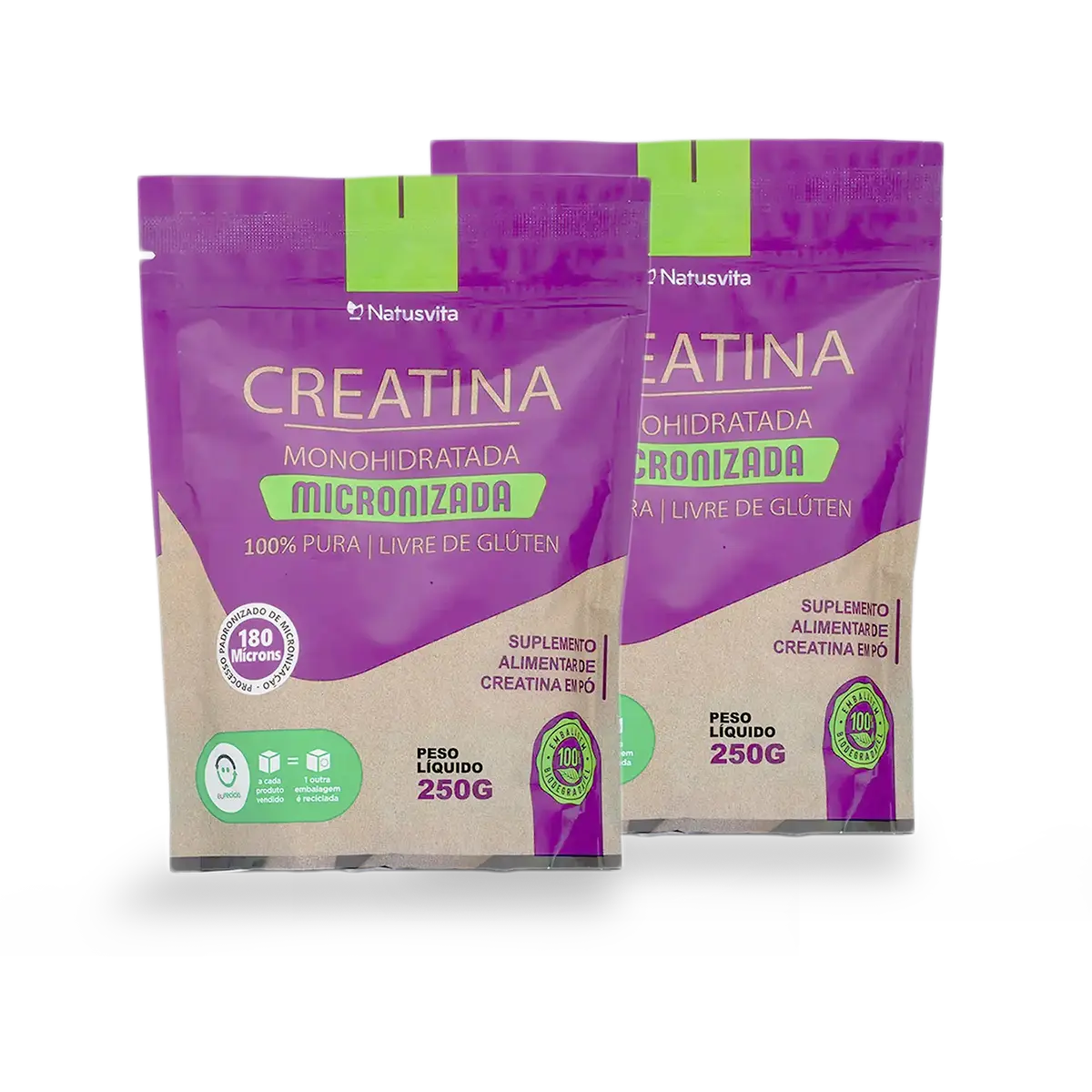 Creatina 100% Pura (250g). Monohidratada e Micronizada 180 mícrons. Livre de Metais Pesados