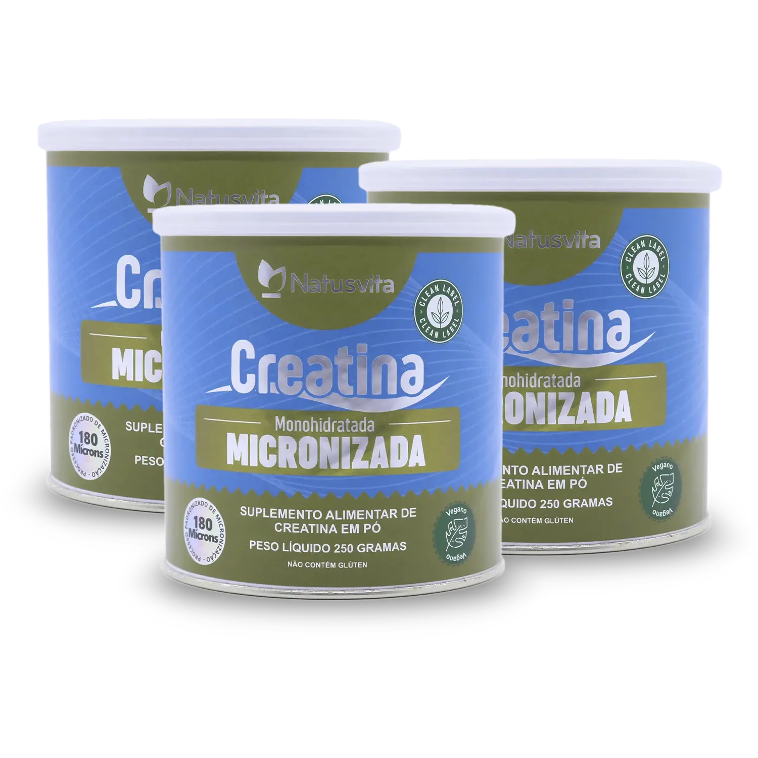 Creatina 100% Pura (Lata). Monohidratada e Micronizada 180 mícrons. Livre de Metais Pesados