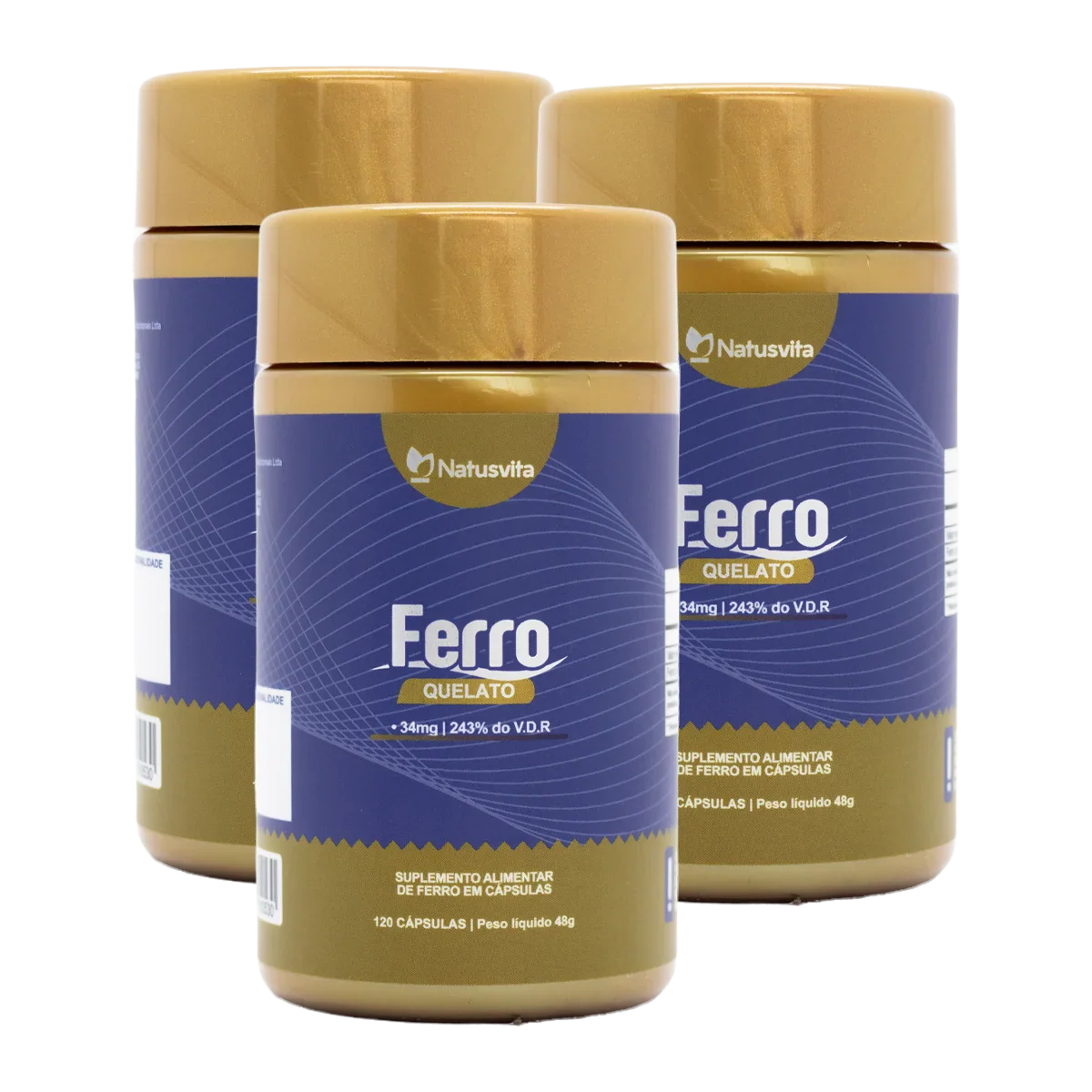 Ferro Bisglicinato Quelato 34mg (243% V.D.) 120 cápsulas