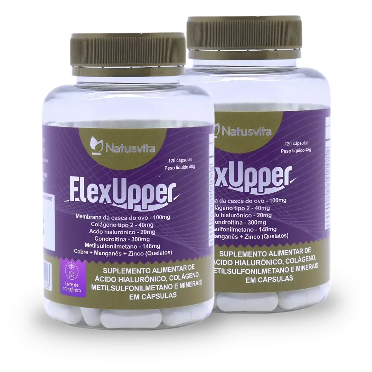 Flex Upper (Glucosamina, Condroitina, MSM, Colágeno Tipo 2 e N.E.M (Membrana da casca do ovo) NatusVita