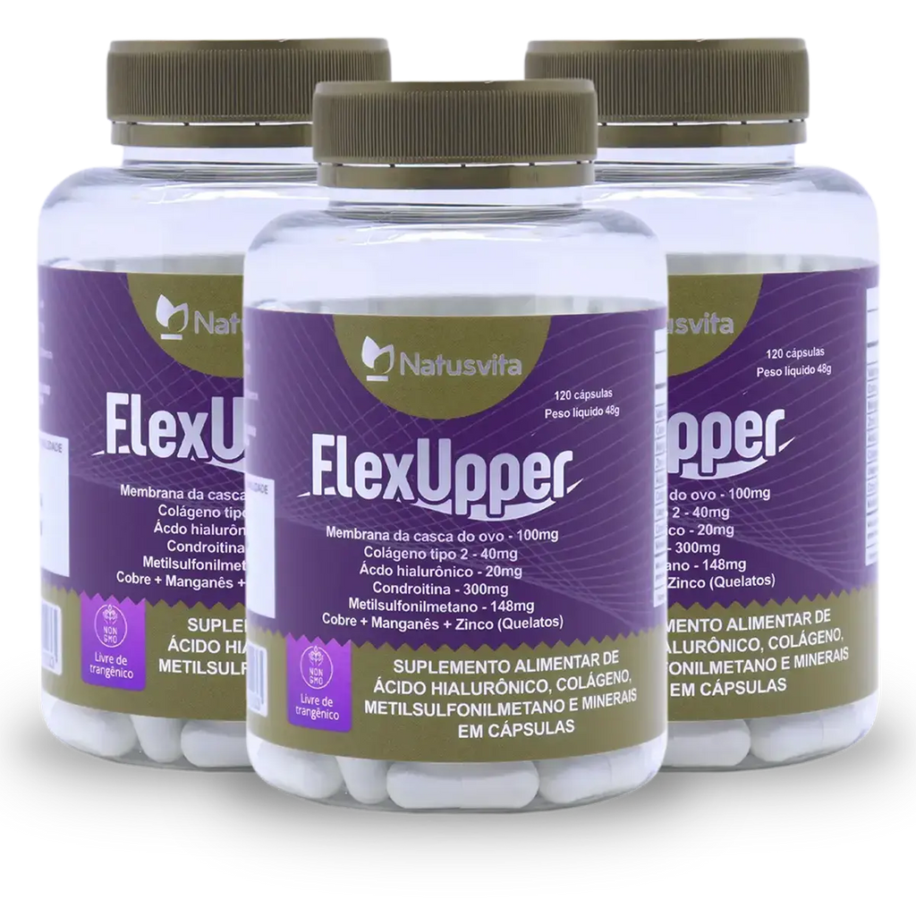 Flex Upper (Glucosamina, Condroitina, MSM, Colágeno Tipo 2 e N.E.M (Membrana da casca do ovo) NatusVita