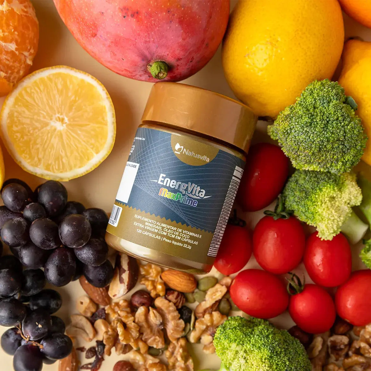 EnergVita MaxPrime 120 cápsulas (Multivitaminico com Vitaminas Ativas e Minerais Quelatos com TCM em Cápsulas Softgel) NatusVita
