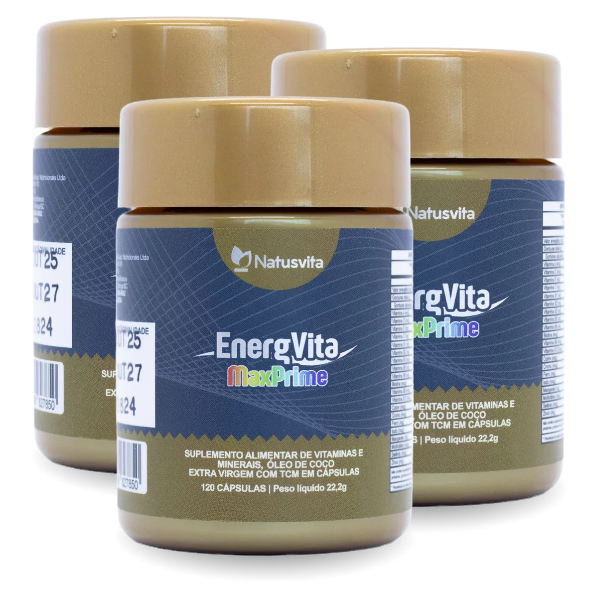 EnergVita MaxPrime 120 cápsulas (Multivitaminico com Vitaminas Ativas e Minerais Quelatos com TCM em Cápsulas Softgel)