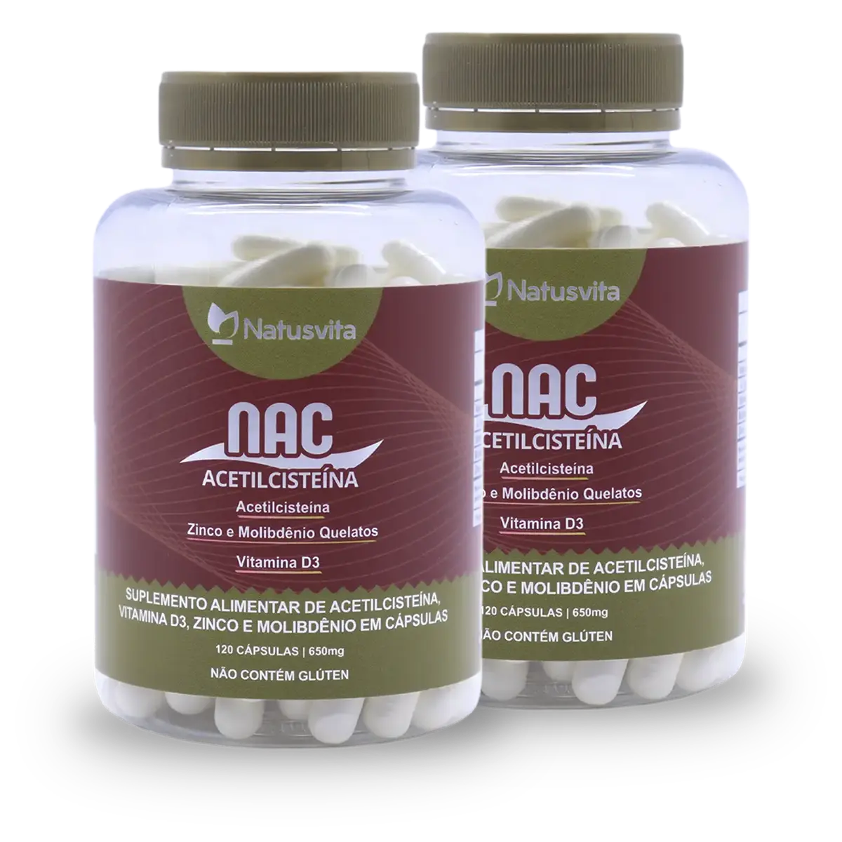 NAC (N-Acetil Cisteína 500mg) com Zinco Quelato, Vitamina D3 e Molibdênio