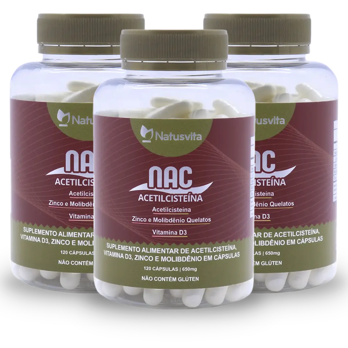 NAC (N-Acetil Cisteína 500mg) com Zinco Quelato, Vitamina D3 e Molibdênio