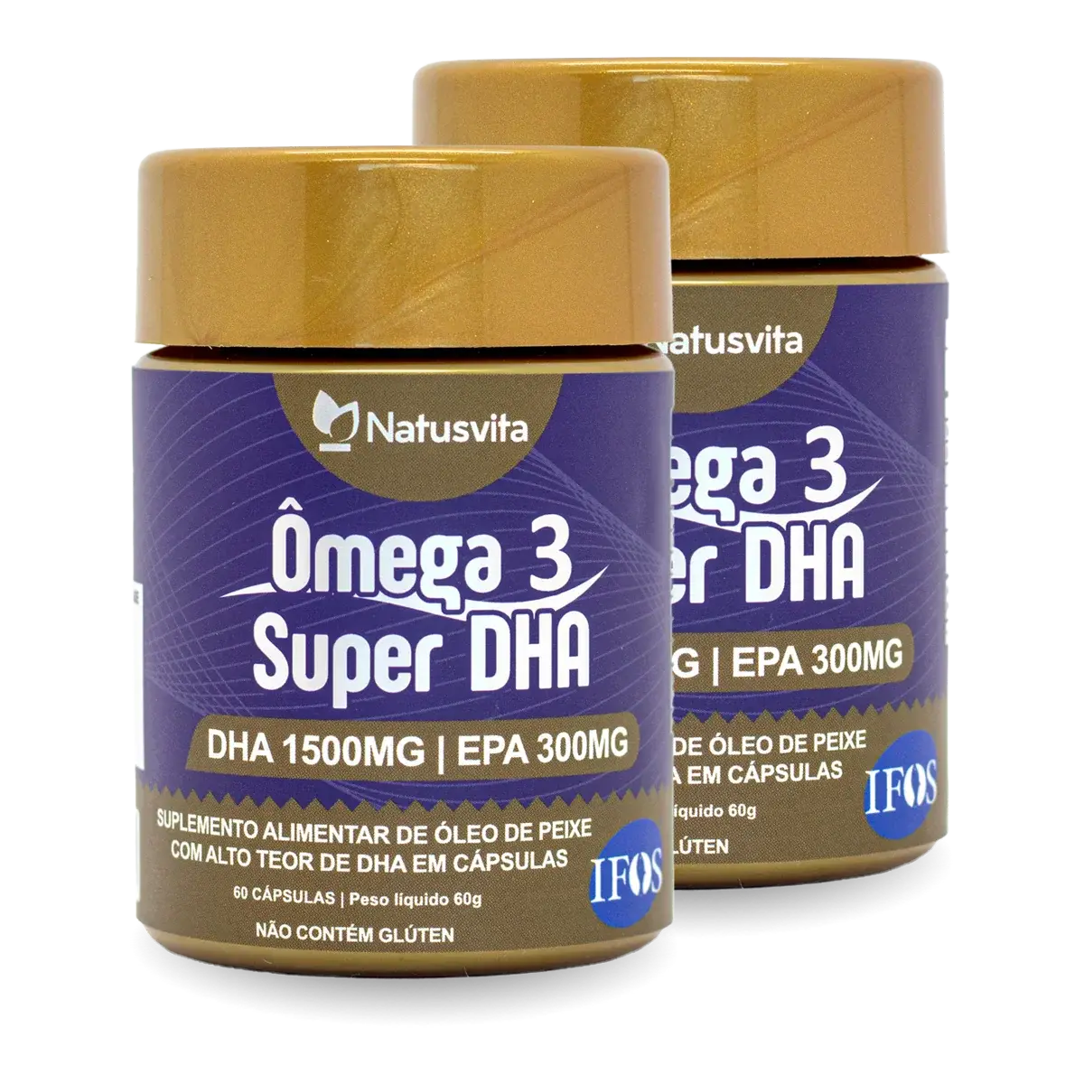 Ômega 3 Super DHA (1500mg de DHA). Importado e Concentrado com Selo IFOS de Procedência. Isento de Metais Pesados NatusVita
