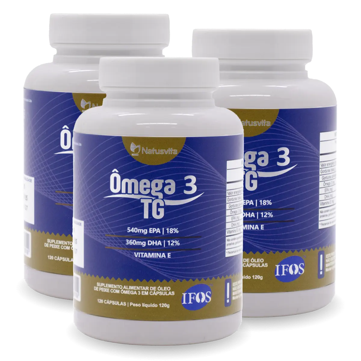 Ômega 3 TG Selo IFOS 540mg EPA e 360mg DHA com Vitamina E. Isento de Metais Pesados