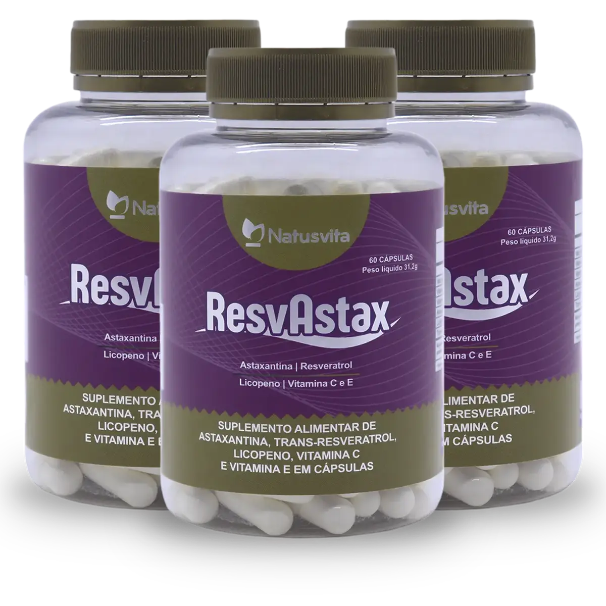 ResvAstax (Trans-Resveratrol, Astaxantina, Licopeno, Vitamina E e C)