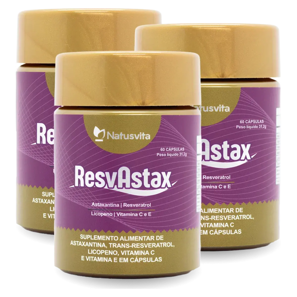 ResvAstax (Trans-Resveratrol, Astaxantina, Licopeno, Vitamina E e C) NatusVita