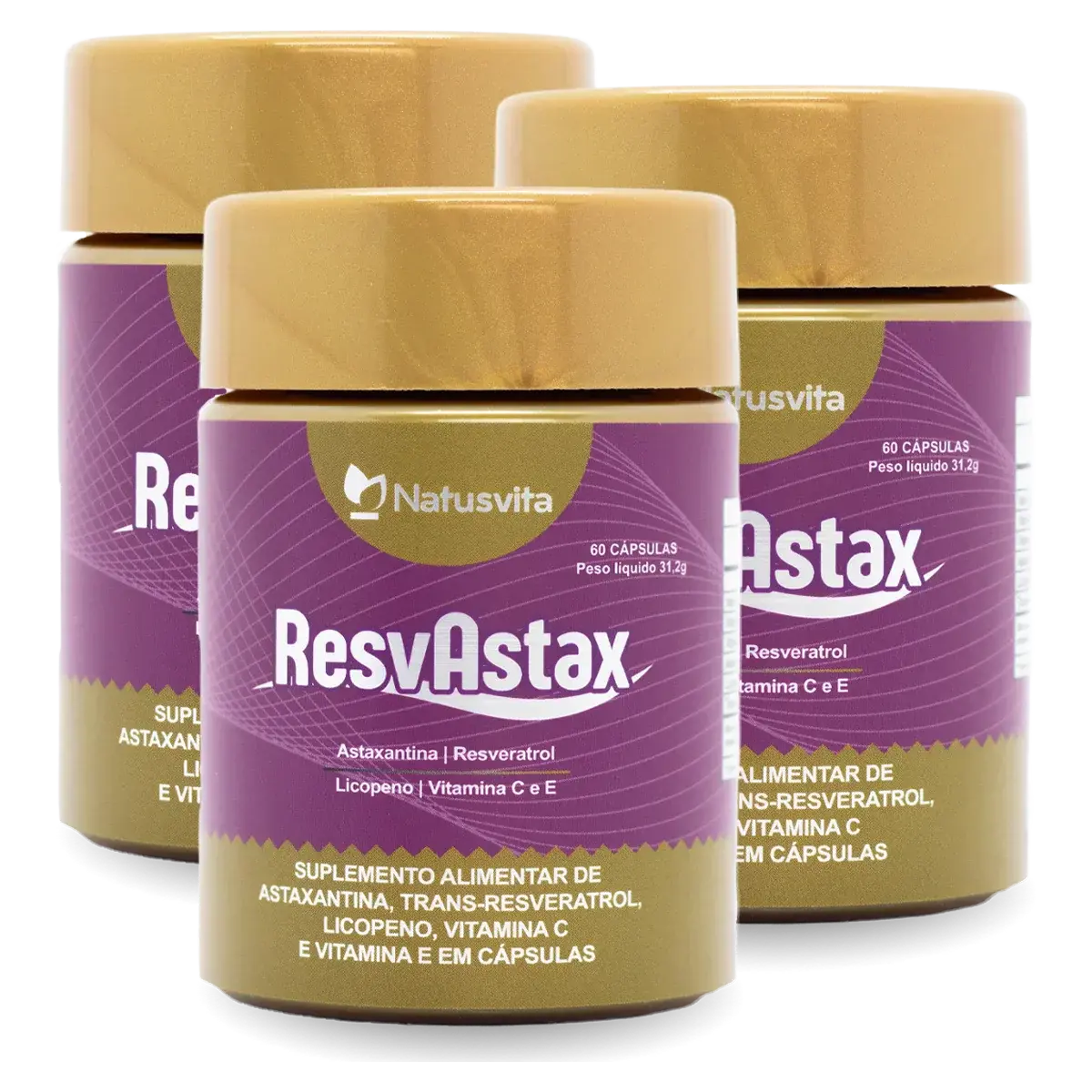 ResvAstax (Trans-Resveratrol, Astaxantina, Licopeno, Vitamina E e C) NatusVita